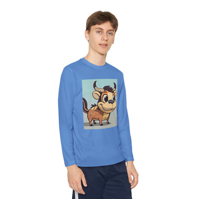Kids Long Sleeve Tee — Cute Cartoon Bull Graphic