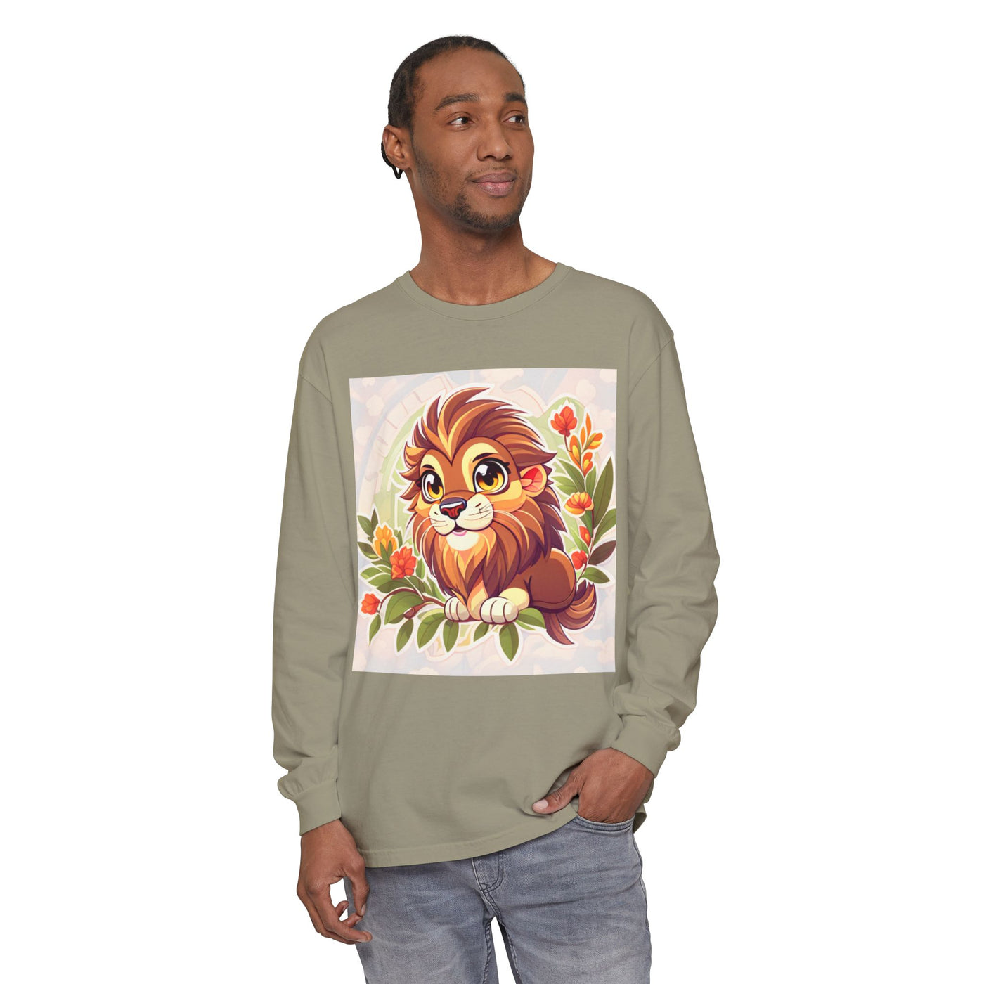 Adorable Lion Graphic Long Sleeve T-Shirt, Animal Lover Tee, Cute Gift for Kids & Toddlers, Birthday & Holiday Apparel, Nature Theme