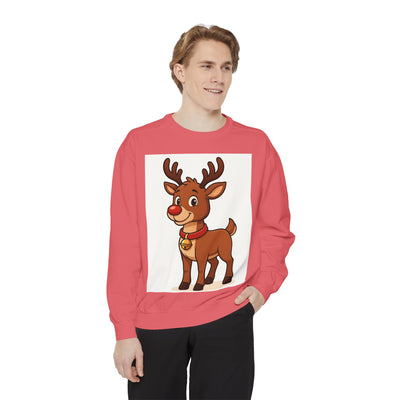 Reindeer Graphic Sweatshirt – Cute Cartoon Rudolph Christmas Pullover