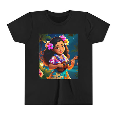 Hawaiian Melody Youth Tee, Tropical Short Sleeve Shirt, Fun Summer Kids Top, Vacation Outfit, Luau Party Wear