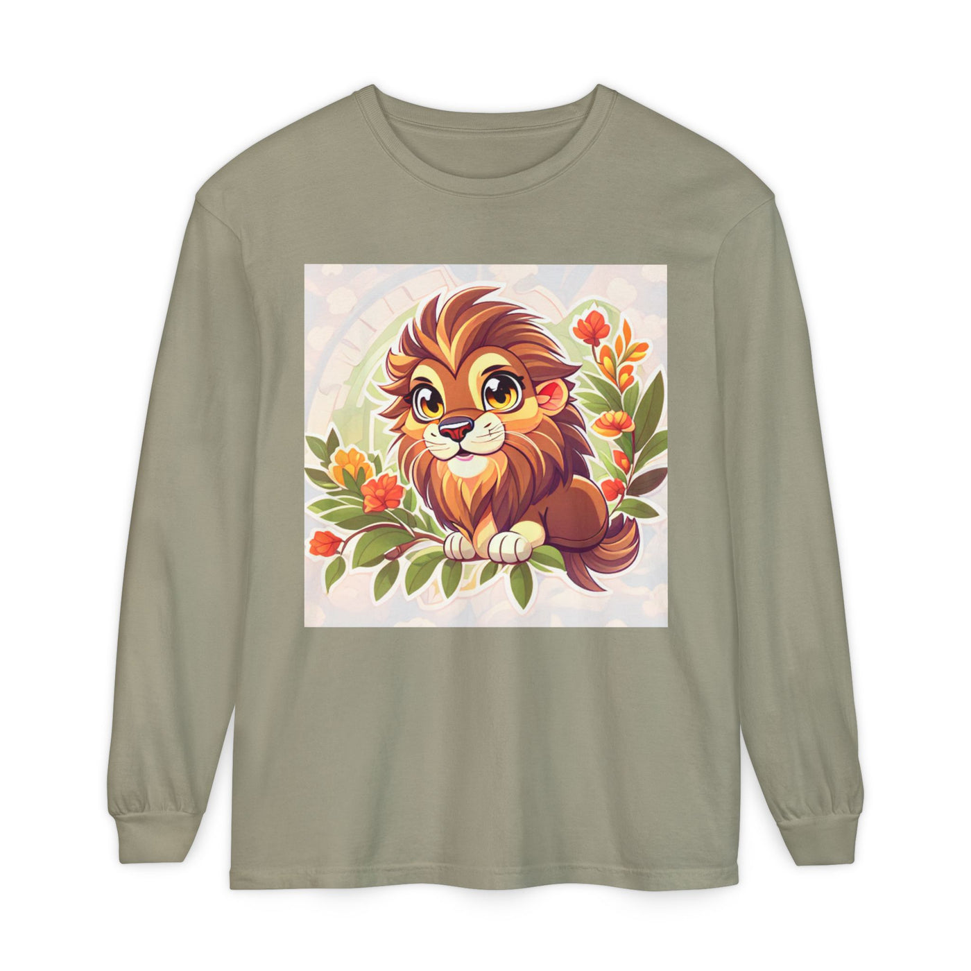 Adorable Lion Graphic Long Sleeve T-Shirt, Animal Lover Tee, Cute Gift for Kids & Toddlers, Birthday & Holiday Apparel, Nature Theme