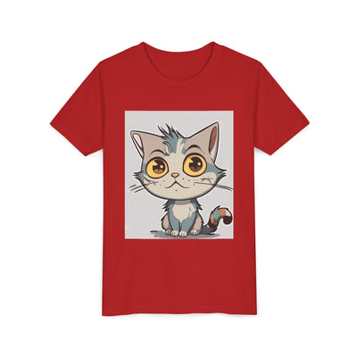 Cute Cartoon Cat Youth Tee, Kids T-Shirt, Cat Lover Gift, Fun Graphic Tee, Birthday Present, Animal Shirt