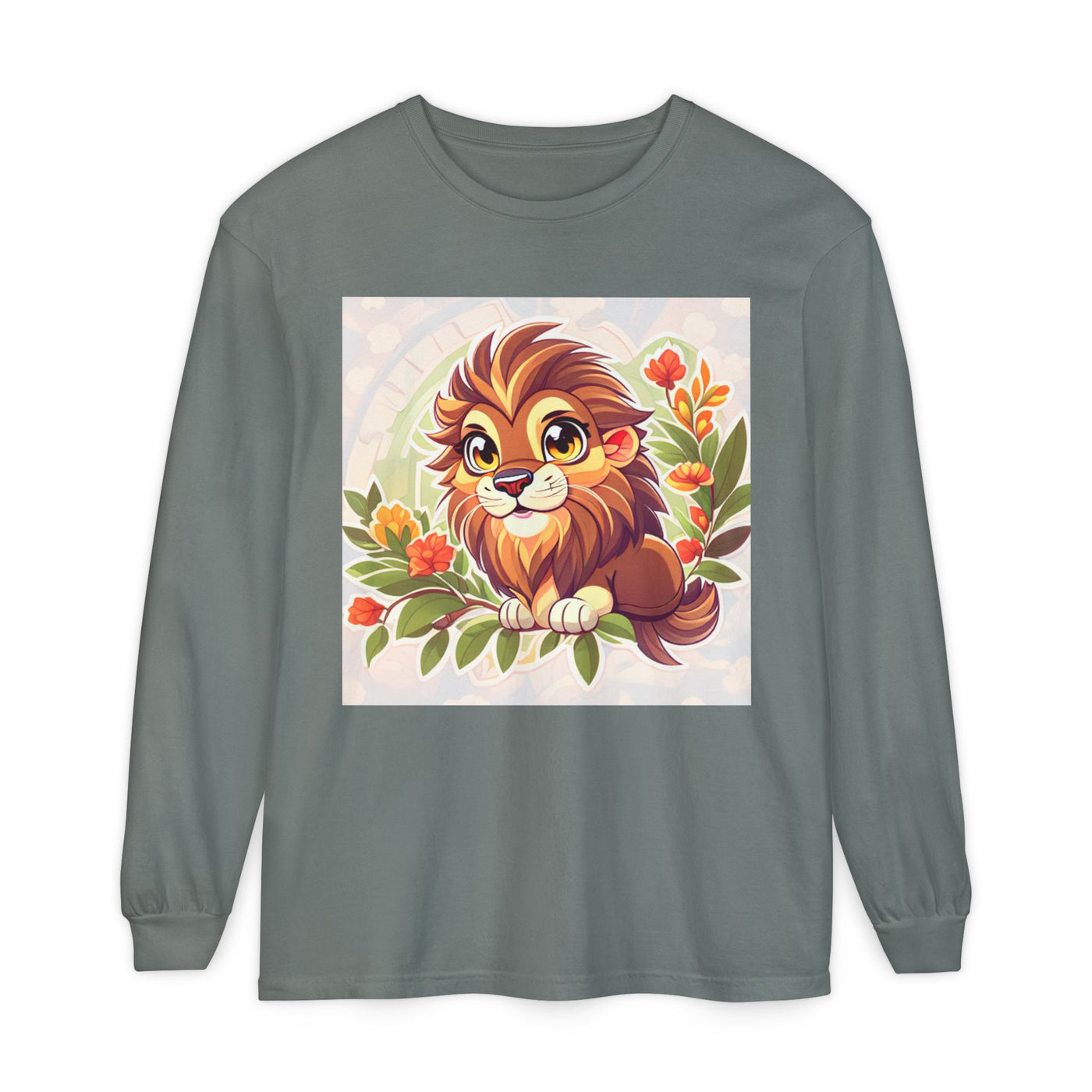 Adorable Lion Graphic Long Sleeve T-Shirt, Animal Lover Tee, Cute Gift for Kids & Toddlers, Birthday & Holiday Apparel, Nature Theme
