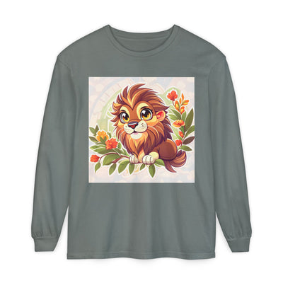 Adorable Lion Graphic Long Sleeve T-Shirt, Animal Lover Tee, Cute Gift for Kids & Toddlers, Birthday & Holiday Apparel, Nature Theme