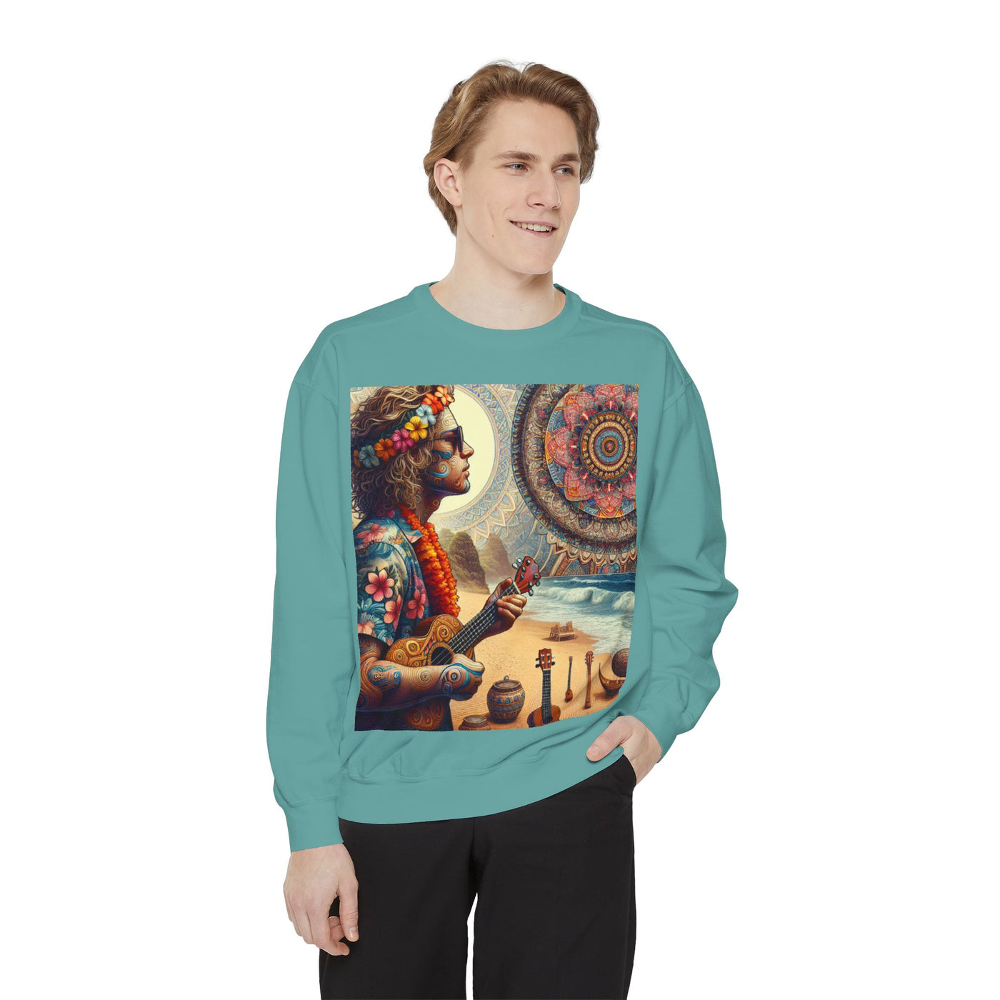 Bohemian Spirit Sweatshirt - Vibrant Garment-Dyed Hoodie, Casual Wear, Festival Style, Gift for Yogis, Artsy Vibes