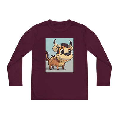 Kids Long Sleeve Tee — Cute Cartoon Bull Graphic