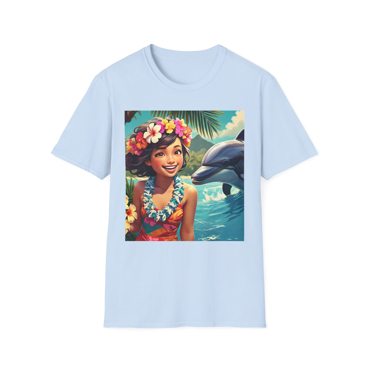 Tropical Dolphin Graphic Tee | Relaxed Vibe, Vacation Wear, Beach Party, Gift for Nature Lovers, Summer Fun