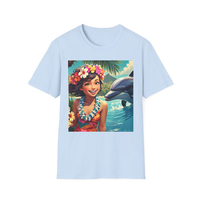 Tropical Dolphin Graphic Tee | Relaxed Vibe, Vacation Wear, Beach Party, Gift for Nature Lovers, Summer Fun