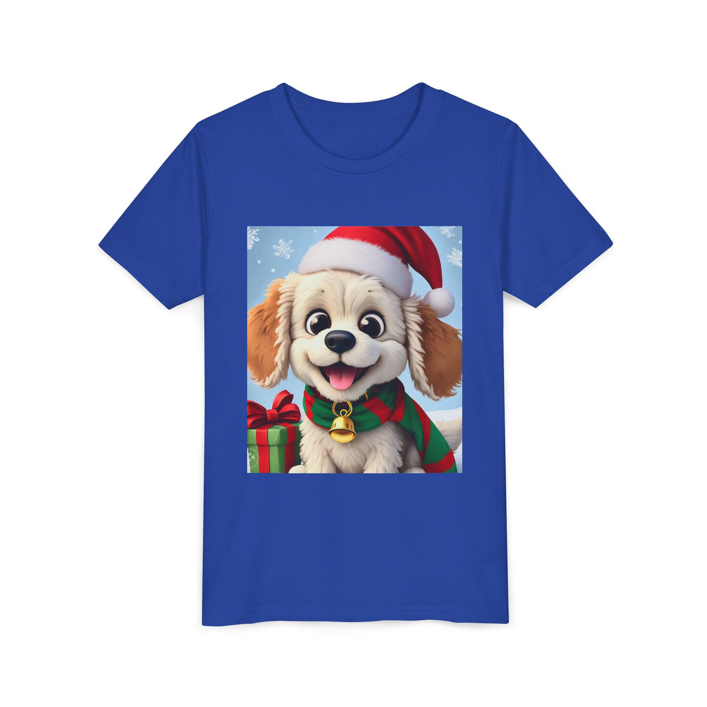Cute Puppy Holiday Youth Short Sleeve Tee, Kids Christmas Gift, Dog Lover Shirt, Holiday Apparel, Fun Winter Wear