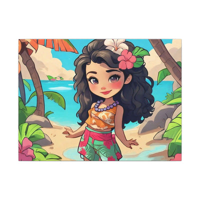 Tropical Girl Beach Canvas — Cute Hawaiian Island Wall Art