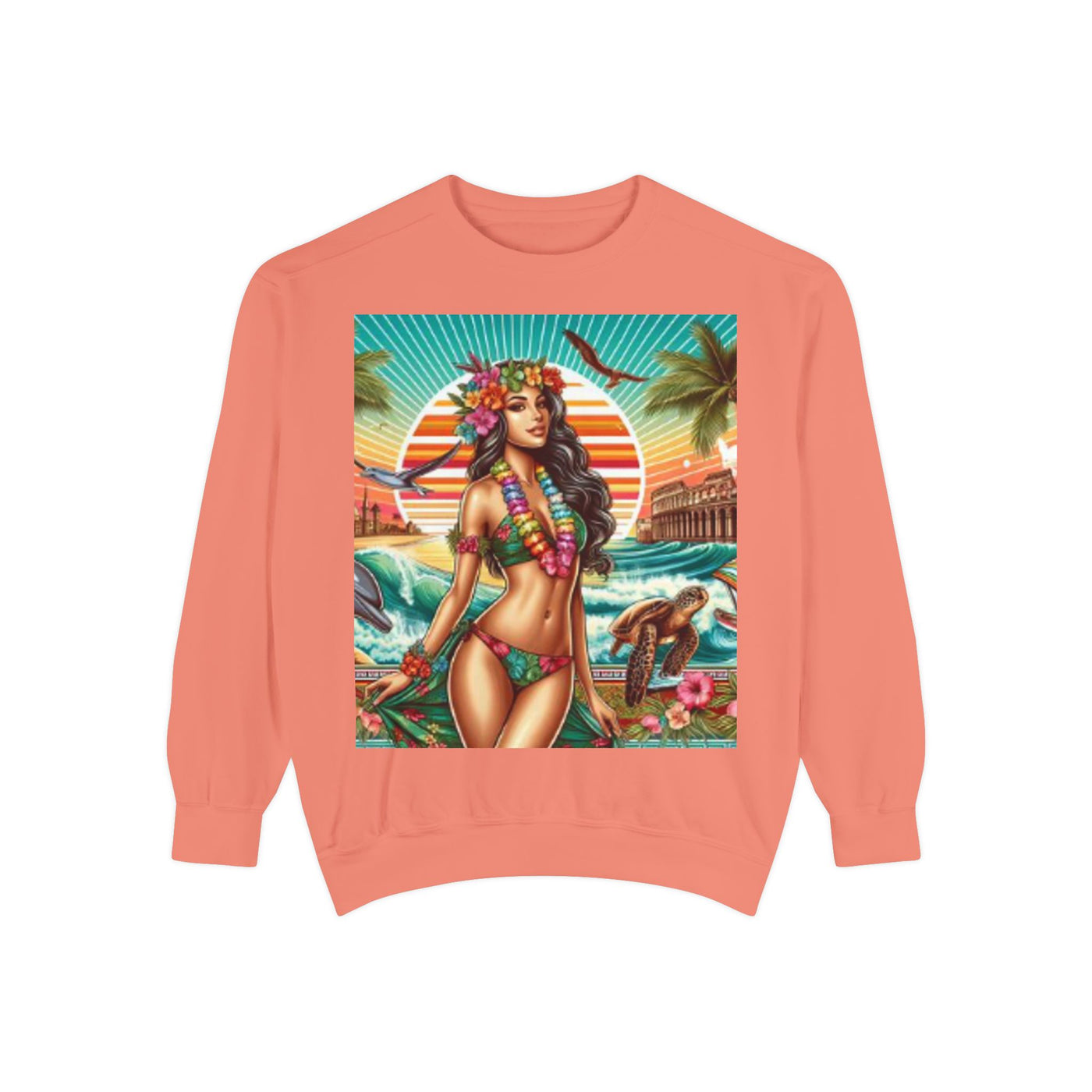 Tropical Vibe Sweatshirt - Beachy Casual Wear, Summer Outfits, Holiday Gift, Beach Lover Apparel, Colorful Graphic Design