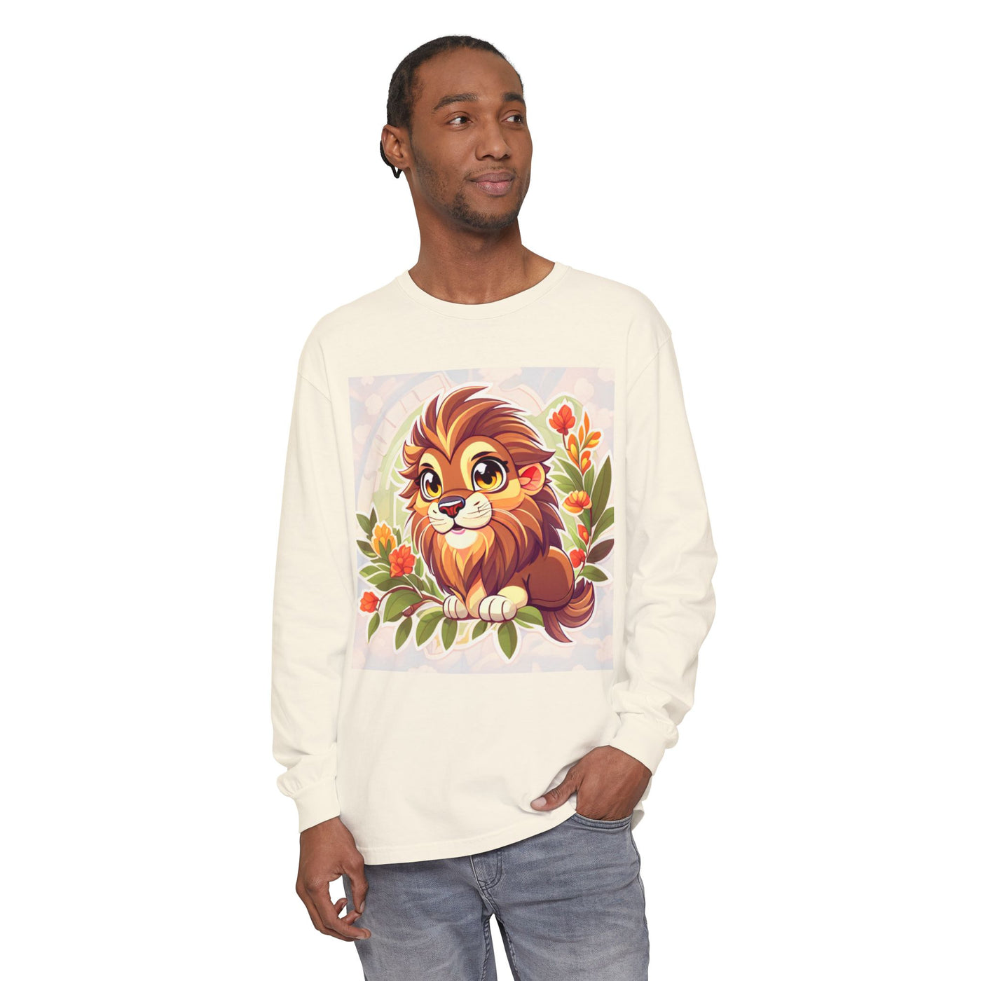 Adorable Lion Graphic Long Sleeve T-Shirt, Animal Lover Tee, Cute Gift for Kids & Toddlers, Birthday & Holiday Apparel, Nature Theme