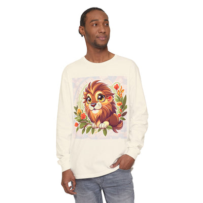 Adorable Lion Graphic Long Sleeve T-Shirt, Animal Lover Tee, Cute Gift for Kids & Toddlers, Birthday & Holiday Apparel, Nature Theme