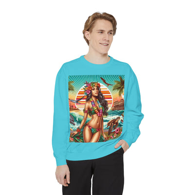 Tropical Vibe Sweatshirt - Beachy Casual Wear, Summer Outfits, Holiday Gift, Beach Lover Apparel, Colorful Graphic Design