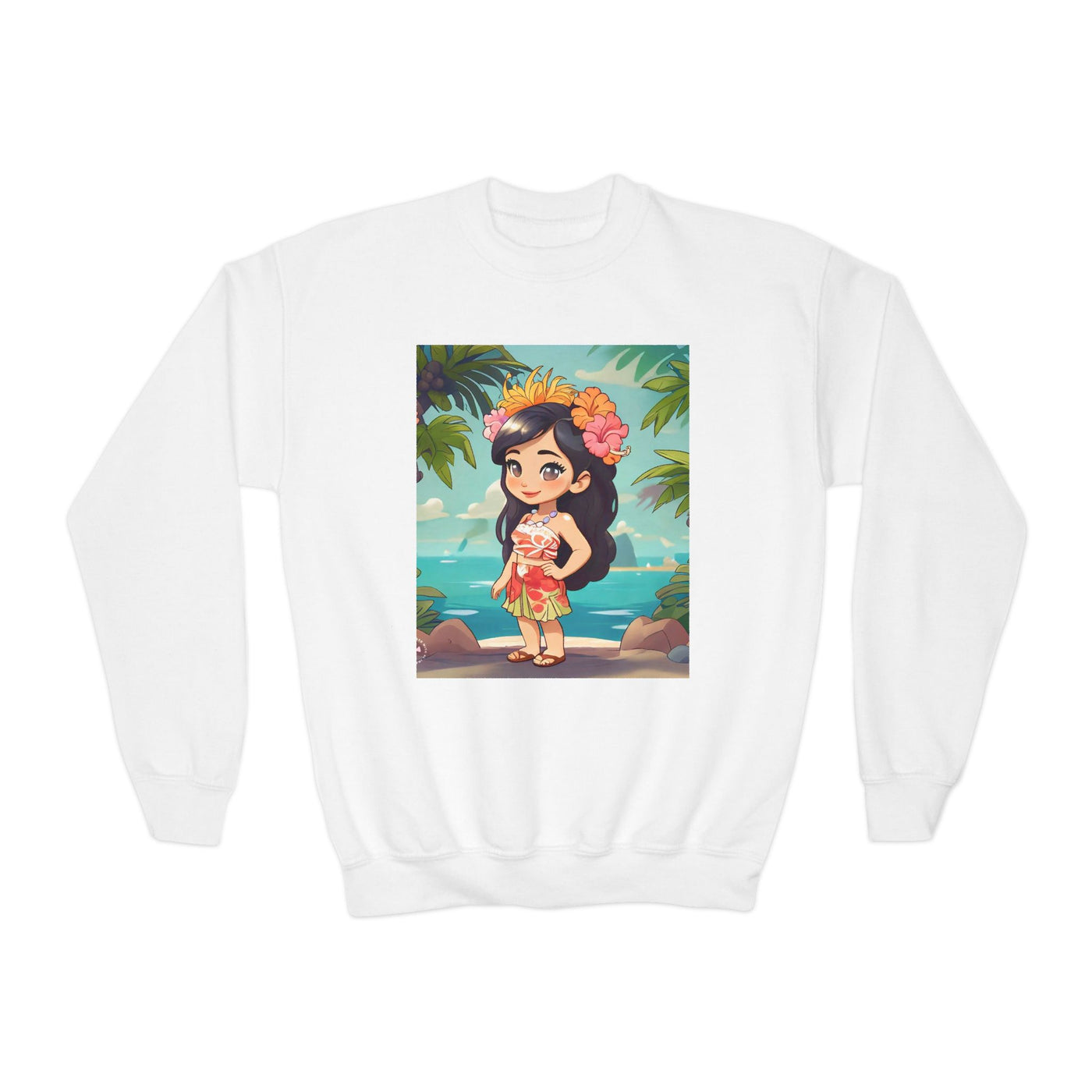Hawaiian Hula Girl Youth Crewneck Sweatshirt