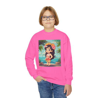 Hawaiian Hula Girl Youth Crewneck Sweatshirt