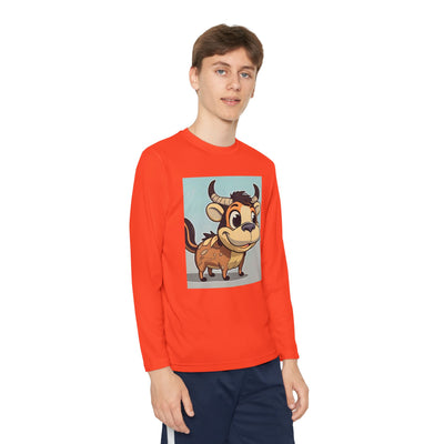 Kids Long Sleeve Tee — Cute Cartoon Bull Graphic