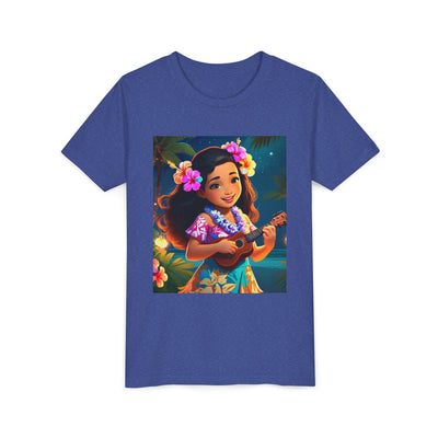 Hawaiian Melody Youth Tee, Tropical Short Sleeve Shirt, Fun Summer Kids Top, Vacation Outfit, Luau Party Wear