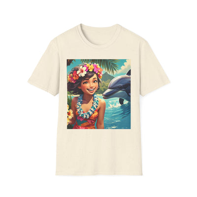 Tropical Dolphin Graphic Tee | Relaxed Vibe, Vacation Wear, Beach Party, Gift for Nature Lovers, Summer Fun