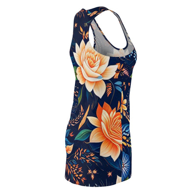 Floral Pattern Racerback Dress, Summer Dress, Beachwear, Vacation Outfit, Casual Day Dress, Floral AOP Dress