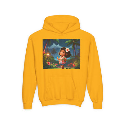 Children's Adventure Hoodie featuring Enchanted Island Scene, Cozy Sweatshirt for Kids, Perfect for Play, Gifts, and Camping